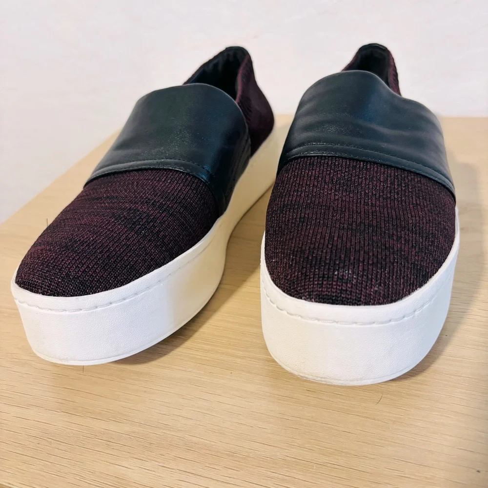 Vince Ward Women’s‎ Platform Slip-On Stylish Black and Burgundy Sneakers